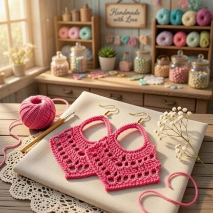 Crochet leaf earrings pattern