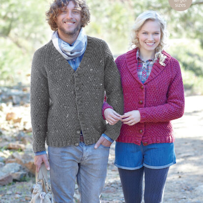 V Neck and Shawl Collared Cardigans in Hayfield Chunky Tweed - 7490 - Downloadable PDF