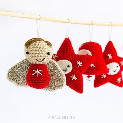 Amigurumi Christmas decorations: Angel, Bell and Star