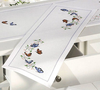 Permin Small Butterflies Table Runner Cross Stitch Kit - 23cm x 67cm