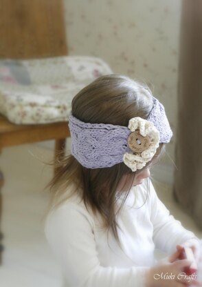 Cable headband Bianca with ruffles
