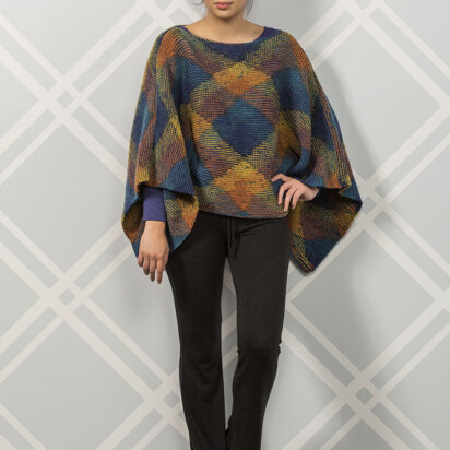 Loch Ness Knit Poncho in Premier Yarns Everyday Plaid - Downloadable PDF