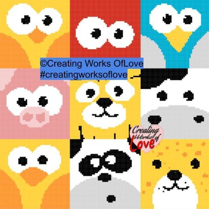 Animal Faces Squares Stitch Graph