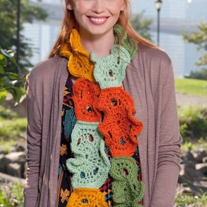 Frilly Motif Scarf in Red Heart Super Saver Economy Solids - LW2868