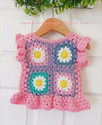 Crazy Daisy Peplum Crochet pattern by BabyCrochetDesigns