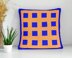 CROCHET PATTERN C2C Beginner-friendly Blue Square Beige Couch Cushion