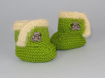 Baby Fur Trim Teddy Button Booties (Bootees)