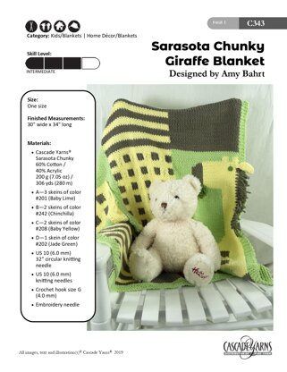 Giraffe Blanket in Cascade Yarns Sarasota Chunky - C343 - Downloadable PDF