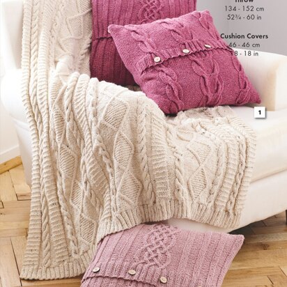 Throw & Cushion Covers Knitted in King Cole Forest Aran - 5660 - Downloadable PDF