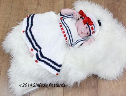 Sailor Dress Baby Crochet Pattern #184