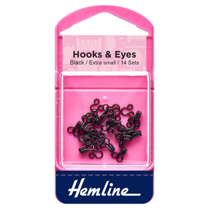 Hemline Hook and Eyes: Black: Size 0