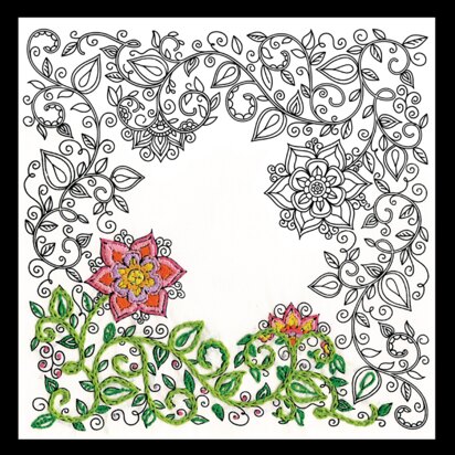 Design Works Zenbroidery - Garden Printed Embroidery Kit - 25.5cm x 25.5cm