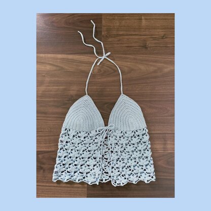 Flower Front Tie Crochet Top