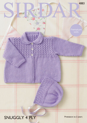 Baby Girl's Coat & Bonnet in Sirdar Snuggly 4Ply - 4883 - Downloadable PDF