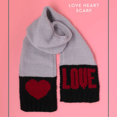 "Love Heart Scarf" - Free Scarf Knitting Pattern in Paintbox Yarns Simply Chunky