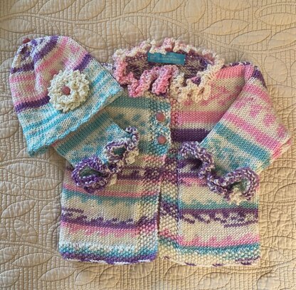 Ruffle Cardigan & Hat Set