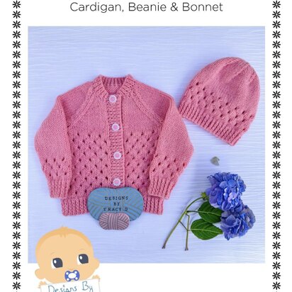 Harriet Cardigan, Bonnet & Beanie 0-6mths