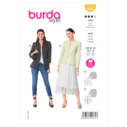 Burda Style Ladies Outerwear Jacket B6029 - Paper Pattern, Size 34 - 44