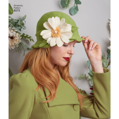 Simplicity 8573 Women's Flapper Hats in Three Sizes - Paper Pattern, Size A (S-M-L)