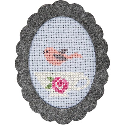 Rico Cross-Stitch Kit - Bird in Teacup - 14cm x 10.5cm