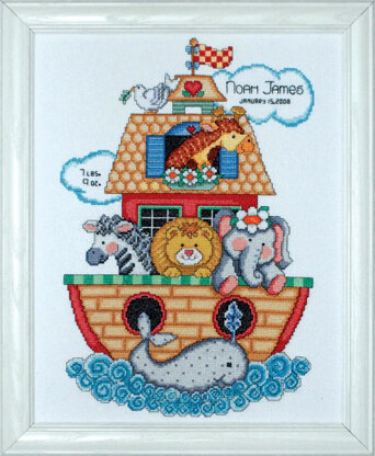 Design Works Noah's Ark Birth Sampler Cross Stitch Kit - 28cm x 35.5cm