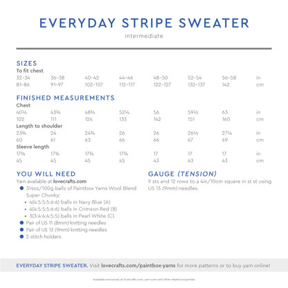 Everyday Stripe Sweater - Free Knitting Pattern for Women in Paintbox Yarns Wool Blend Super Chunky