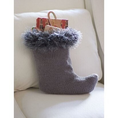 Fur Cuff Stocking in Patons Shetland Chunky and Moxie