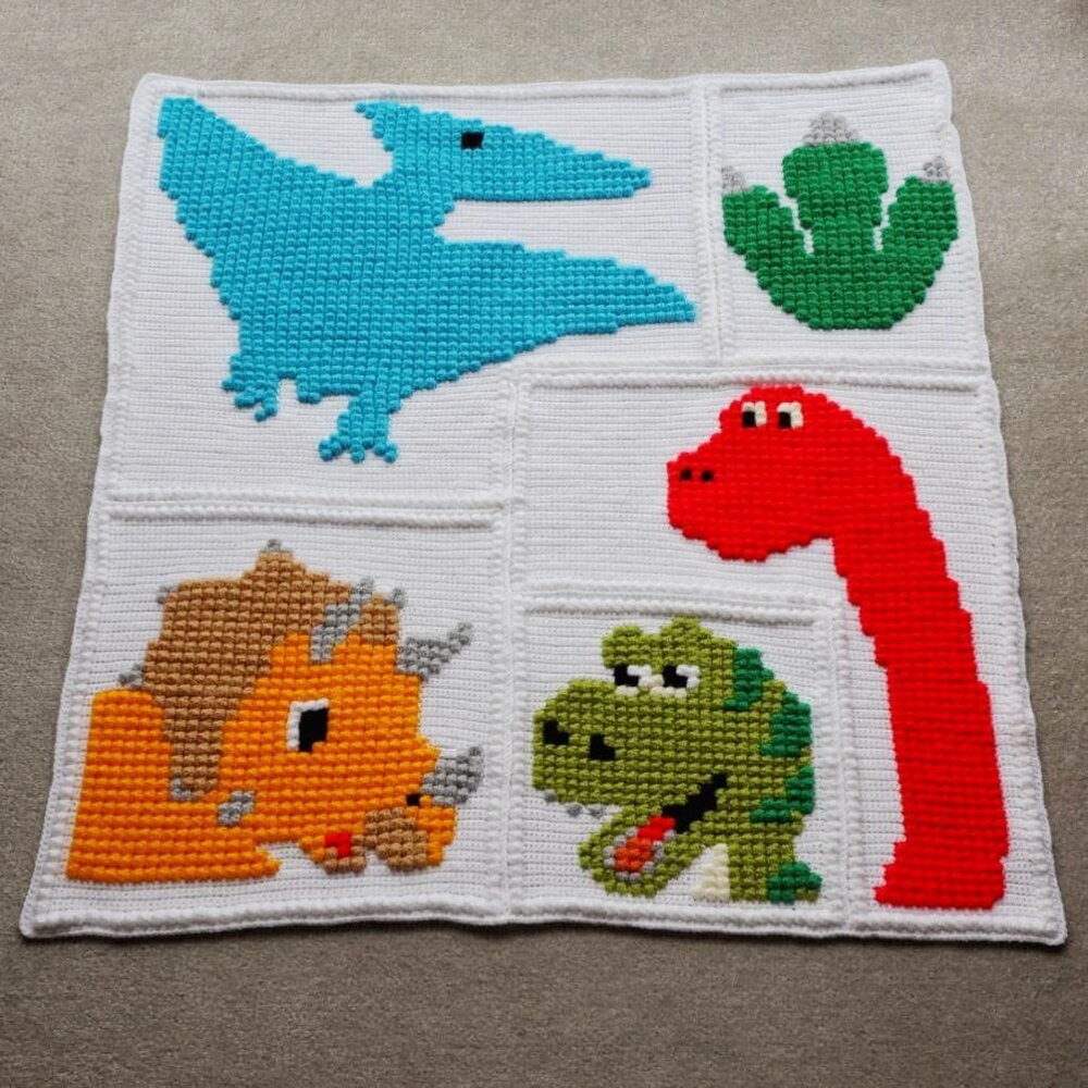 Dinosaur crochet pattern blanket sale