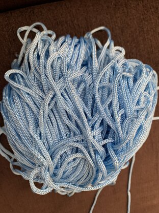 Flower with blue thick yarn (shoes lace)