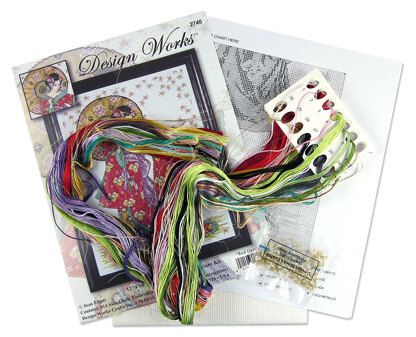 Design Works Red Geisha Cross Stitch Kit - 30cm x 40cm