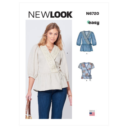 New Look Misses' Wrap Tops N6720 - Paper Pattern, Size A (8-10-12-14-16-18)