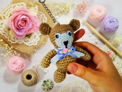 Crochet Bear Keychain Pdf + Video Tutorial