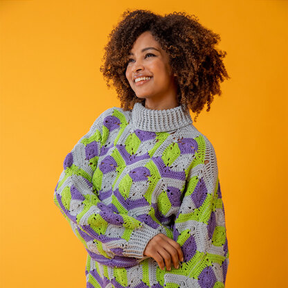 Around the Block Sweater - Free Crochet Pattern for Women in Paintbox Yarns Cotton DK
