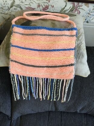 Fun Fringed Bag - Free Knitting Pattern in Paintbox Yarns 100% Wool Worsted - Downloadable PDF