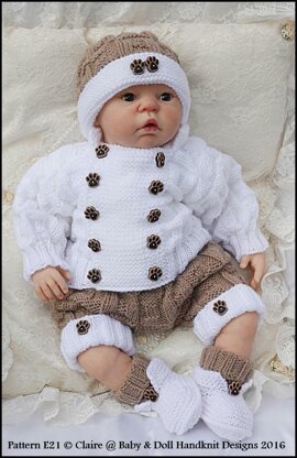 Double Breasted Jacket Set 16-22” doll/0-3m baby