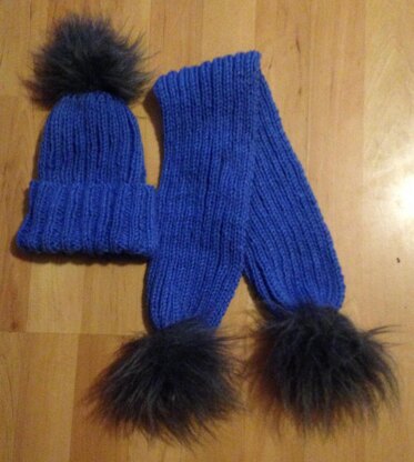 Fluffy Pom Pom Hat And Scarf