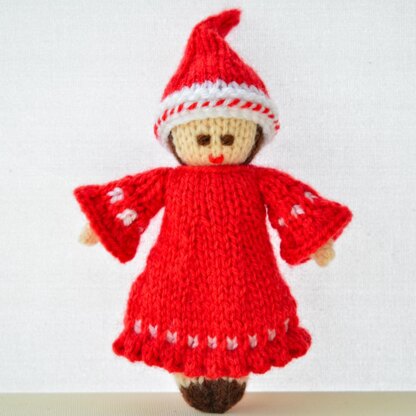 Christmas Candy Cane Doll Knitting Pattern - Toy Knitting Pattern