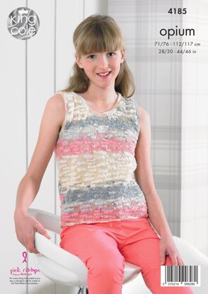 Summer Tops With And Without Frill in King Cole Opium Pallet - 4185 - Downloadable PDF