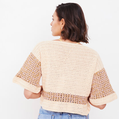 "Terramar Top" - Free Top Crochet Pattern For Women in Paintbox Yarns Cotton DK and Metallics DK