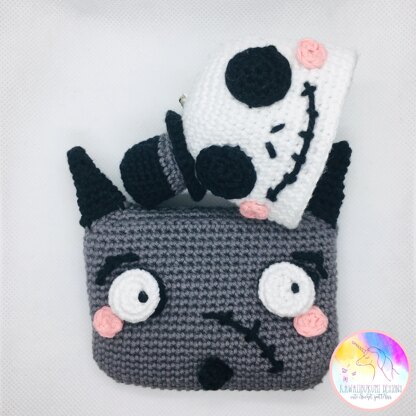 Kawaii Jack skellington and Sparky purse and Keyring set