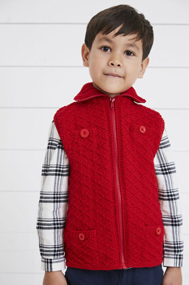 Zac Zip Up Waistcoat - Knitting Pattern for Kids in Debbie Bliss Rialto DK - Downloadable PDF