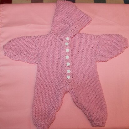 Newborn Baby Moss Stitch Hoodie Onesie