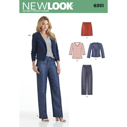 New Look Misses' Jacket, Pants, Skirt and Knit Top 6351 - Paper Pattern, Size A (10-12-14-16-18-20-22)