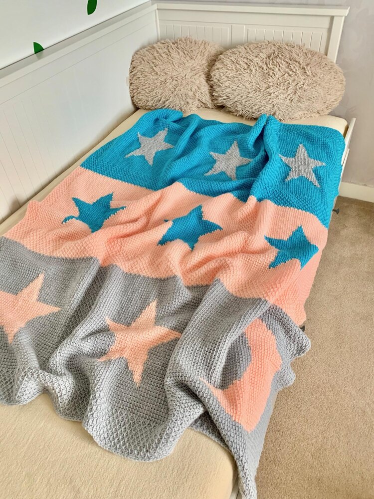 moon blanket star baby blanket crochet pattern free Moon and Stars Tunisian Crochet Blanket Crochet pattern by