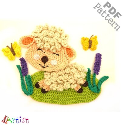 Easter sheep crochet applique pattern