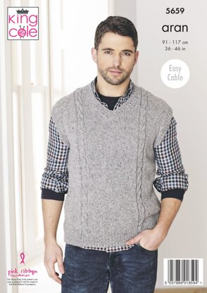 Sweater & Sleeveless Sweater Knitted in King Cole Aran - 5659 - Downloadable PDF