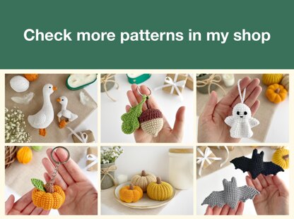 Acorn with leaf crochet pattern keychain charm Amigurumi pattern PDF Keyring bag charm Crochet car hanger