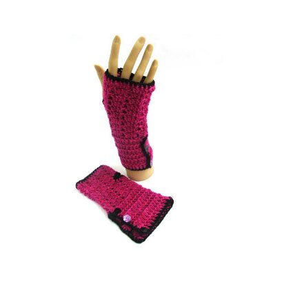 Button Cuff Fingerless Mitts