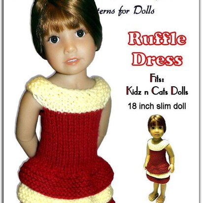 Doll Dress Knitting Pattern. Fits Kidz and Cats, 18 inch slim dolls