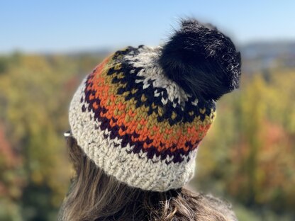 Fall Leaves Fair Isle Hat-Multi color Fair Isle-Snowflake Easy Beginner Pdf Pattern